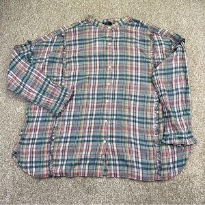 New Chaps Multicolor Plaid Button Front Shirt Womens